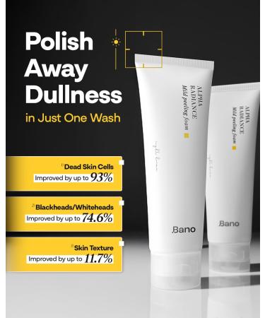 Bano Alpha Arbutin Mild Peeling Foam PHA LHA Salicylic Acid Exfoliating Cleanser | Glow & Uneven Tone | Korean Skincare for Sensitive Skin | Fragrance-Free | 4.05 fl oz - Buy Online on GoSupps.com