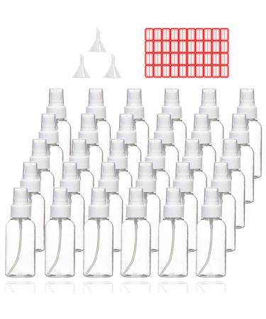 Spray Bottles, 30 Pack 30ml 1oz Clear Empty Fine Mist Plastic Mini Travel Bottle Set, Small Refillable Liquid Containers