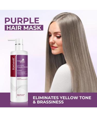 Karseell Purple shampoo 500 ml violet shampoo for blonde bleached and gray hair neutralizes yellow tint repairs hair damage - Buy Online on GoSupps.com