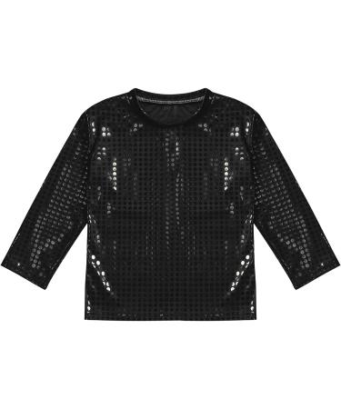 Jhaoyu Kids Shiny Sequins Long Sleeve Dance Top - Black, 9-10 Years - Buy Online on GoSupps.com