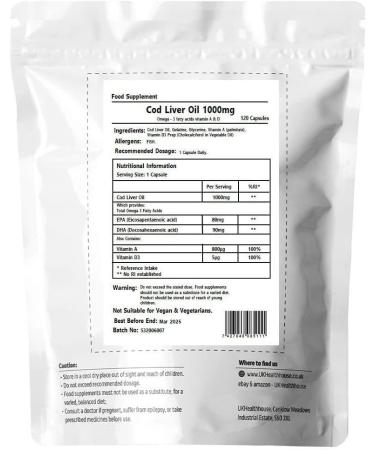 Premium Cod Liver Oil Capsules 1000mg x 120 - High Strength Omega-3 EPA & DHA Vitamin A & D - 120 Count - Buy Online on GoSupps.com