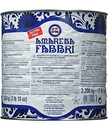 Fabbri Amarena Wild Cherries in Syrup, 7 Pounds, Food Service Size, Gluten Free, Non- GMO, Vegan