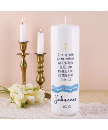 Striefchen Personalized Baptism Candle for Boys - Custom Name Date & Saying - 8x25 cm Sailing Ship Design | International Shipping - Buy Online on GoSupps.com