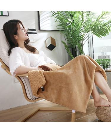 Junerain Electric Heating Blanket - USB Shawl for Shoulder Neck Back & Legs | Soft Skin-Friendly Camel Color - Ideal for Warmth & Comfort - Buy Online on GoSupps.com