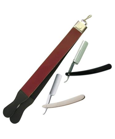 OdontoMed2011 Professional Quality Sharpening Strop Made of Real Leather 14" Long With 2 Straight Razors ODM