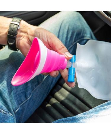 Portable Female Urinal Device | Stand to Pee | Emergency Funnel Urine Bags | Travel Pee Bag for Women, Men & Kids | Pink - Buy Online on GoSupps.com