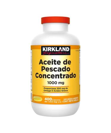 Kirkland Signature Fish Oil Concentrate with Omega-3 Fatty Acids 400 Softgels 1000mg Unflavored 400 Count (Pack of 1)