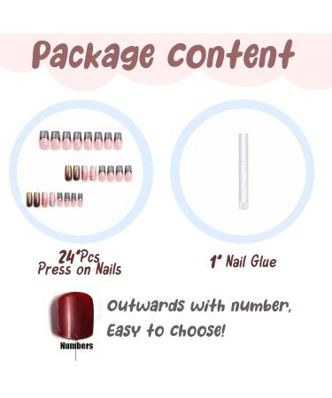 Buy BABALAL Square Press on Nails - Long French Tip Brown Chrome Acrylic 24 Pcs | 3D Water Wave Design | Y2K Manicure for Women & Girls - Buy Online on GoSupps.com