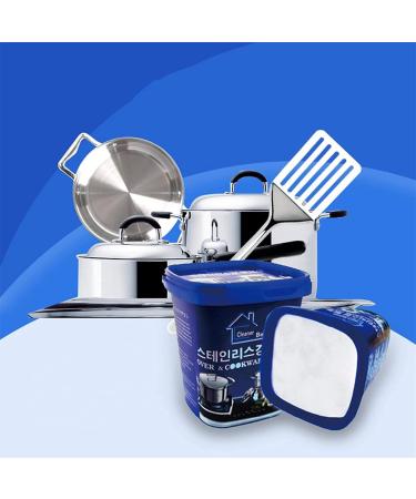 Stainless Steel Cleaning Paste Strong Cleaning Household Kitchen Multi-Purpose Cleaner Oven Cookware Grease Cream Remove Stains Pot Wash Bottom Stain (500g) 200 g (Pack of 1)