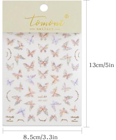 JMEOWIO 3D Embossed Aurora Butterfly Nail Art Stickers Decals Self-Adhesive 5D Nail Supplies Nail Art Design Decoration Accessories 1 Sheets - Buy Online on GoSupps.com