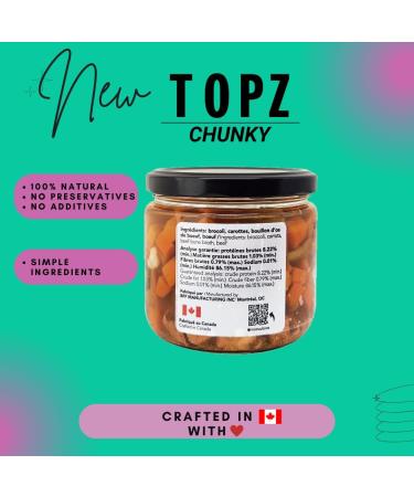 TOPZ Dog Food Chunky Beef & Veggies Broth Kibble Topper - 100% Natural Dog Food Topper in Beef Bone Broth with vegtables for Picky Eaters - No Preservatives - All Natural Dog Treat & Mix-in (3-Pack) - Buy Online on GoSupps.com