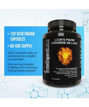 Lion s Mane Mushroom Capsules by Intelligent Labs Extracted from The Fruiting Bodies of Hericium Erinaceus Minimum 25% Beta Glucans No Grain Fillers 2-Month Supply - Buy Online on GoSupps.com