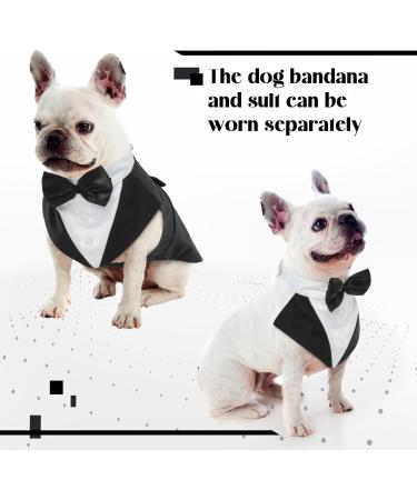 Dog Wedding Suit Tuxedo for Small Medium & Large Dogs - Formal Party Outfit with Removable Bow & Bandana (Black M) - Buy Online on GoSupps.com