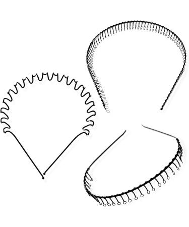 Topkids Accessories Metal Hairband with Teeth for Men and Women Hair Bands for Women Headbands Men Wavy Zigzag Hairband Zig Zag Headband Hair Bands for Men (3pc Black + Full Tooth + Shark Tooth) - Buy Online on GoSupps.com