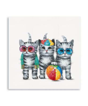 Yidepot Canvas Wall Picture Cat Framed 60 x 60 cm 60x60CM Cats