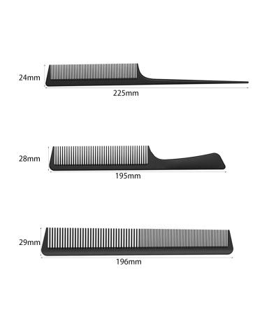 Jeopoom Hair Comb Set 3-Piece Professional Hairdresser Comb Set Durable Anti-Static Normal & Double Tooth Combs for Men & Women (Black) - Buy Online on GoSupps.com