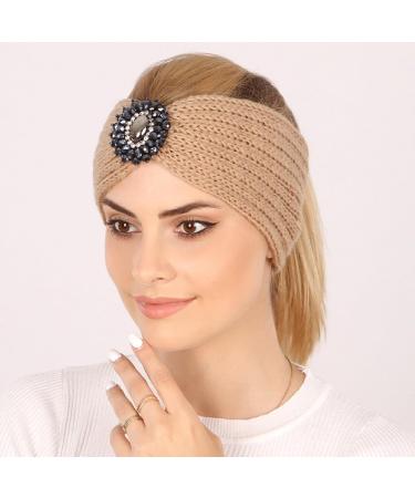 tieedhfu Stylish Crochet Headwear Lightweight Durable Multifunctional For Females Polyester Ear Warmer Head Warmer Comfortable Light tan - Buy Online on GoSupps.com