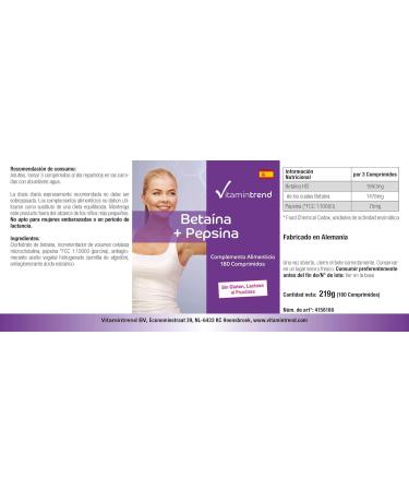 Betaine + Pepsin - 180 Tablets | Digestive Enzyme Supplement for 60 Days | Enhance Digestion | Vitamintrend  - Buy Online on GoSupps.com