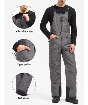 FREE SOLDIER Men's Insulated Waterproof Snow Bibs Ski Overalls Large/32 Inseam - Classic Gray - Buy Online on GoSupps.com