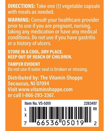 The Vitamin Shoppe Betaine HCl Fast-Acting Digestive Support 650 (100 Vegetable Capsules) - Buy Online on GoSupps.com