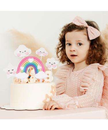 8PCS Rainbow Cake Decoration Set Soft Rainbow Pottery Cake Topper Cute Rainbow Cloud Cake Topper Star Cloud Shaped Cake Topper for Girls Toddlers Birthday Wedding Baby Shower - Buy Online on GoSupps.com