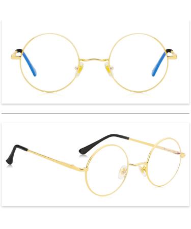 Monond HlpiAMok SPPRANDOM Yasirona Light Blocking Glasses Retro Circle Eyeglasses Round Computer Reading Glasses (Gold) - Buy Online on GoSupps.com
