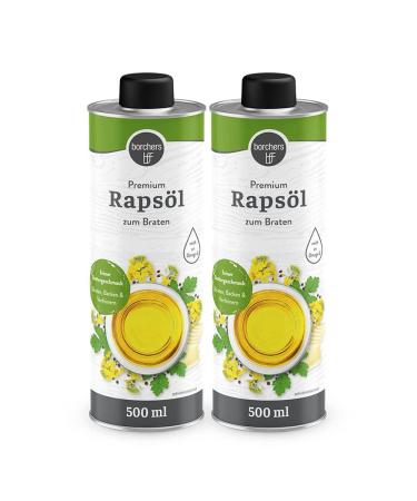 Borchers 2x Premium rapeseed oil |2 Set |2x 500 ml |Fine butter taste |Rich in omega-3 fatty acids |For roasting baking and refining1 L 500 ml (2 -person pack)