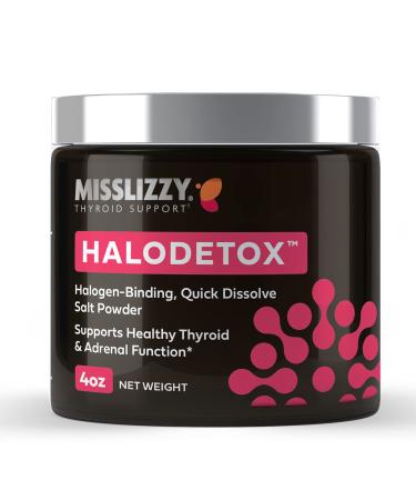 Miss Lizzy HaloDetox Pure Unrefined Pink Salt Powder with 80 Minerals to Halogen Detox Bromine Chlorine & Fluoride Replenish Electrolytes & Support Healthy Thyroid & Adrenal Functions 4oz