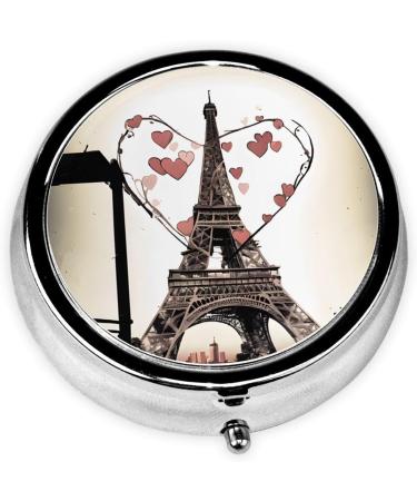Eiffel Tower Mini Round Pill Box - 3 Compartment Travel Organizer | Paris Love Design | Portable Medicine Case for Home & Office - Buy Online on GoSupps.com