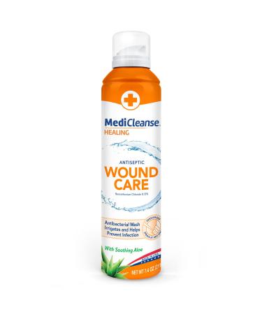 MediCleanse First Aid Antiseptic Wound Care Prevents Infection Helps Heal Cuts Scrapes and Minor Burns 7.4 oz. Spray Can