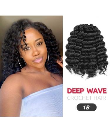 Ocean Wave Synthetic Crochet Hair 10 Inch - 8 Packs Natural Black Deep Twist Crochet Braids Extensions ToyoTree (1B) - Buy Online on GoSupps.com