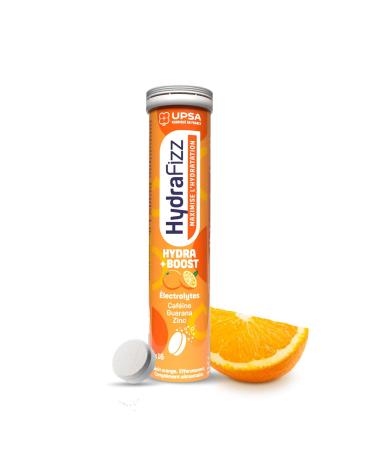 UPSA - Hydrafizz Boost - Compl ment Alimentaire nergie & Hydratation - lectrolytes Glucose Caf ine Guarana Zinc Vitamines C & B3 - Go t Orange - Fabriqu en France - 16 Comprim s Effervescents