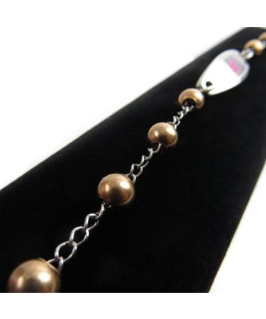 Customized Women's Diabetes Type II Medical Bracelet - Pre-Engraved Mini Steel Beads & Wallet Card - Pink - Buy Online on GoSupps.com