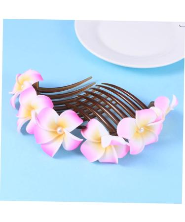 Angoily Pearl Tiara Hawaiian Plumeria Hair Side Comb Pearl Hair Barrettes Pearls Flower Hair Side Comb Pearl Hair Comb French Comb Bridal Headdress Bride Accessories Wedding - Buy Online on GoSupps.com