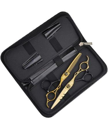Hairdressing Scissors Hair Professional Thinning Shears Set Hair Cutting Scissors Barber Scissors 440C for Barber Stylist 6 inch (Gold and Black) - Buy Online on GoSupps.com
