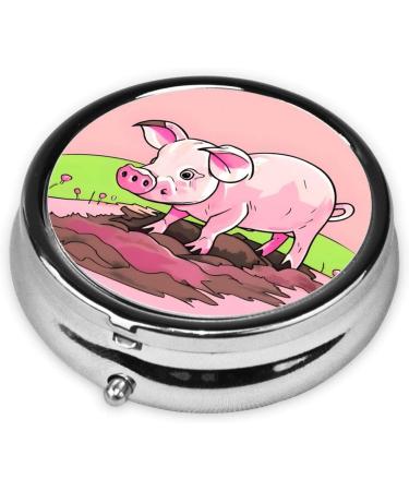 Buy Pink Piglet Round Pill Box - 3 Compartment Portable Organizer for Travel - International Shipping Available - Buy Online on GoSupps.com