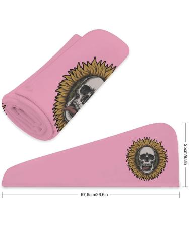 Sunflower Skull Microfiber Hair Towel Wrap for Women - Super Absorbent Hair Turban (10"x26 - Buy Online on GoSupps.com