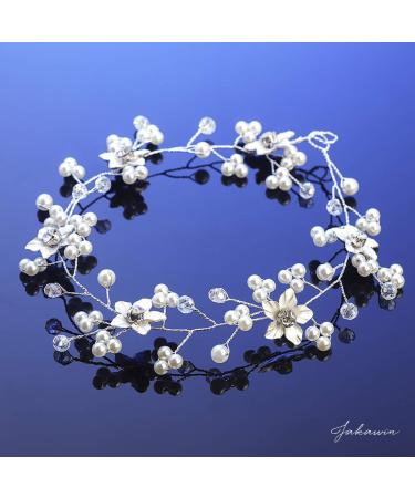 JAKAWIN Silver Bridal Flower Hair Vine Headpiece - Wedding Hair Accessory for Women - Buy Online on GoSupps.com