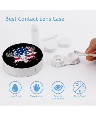 Deer Hunting American Flag Contact Lens Case - Portable Travel Box with Mirror | Buy Online Internationally - Buy Online on GoSupps.com