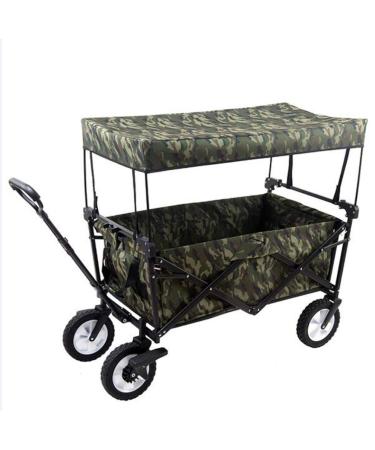 Foldable Utility Wagon Collapsible Sports Outdoor Cart with Removable Canopy Tilting Handle for Camping Beach Sporting Events Concerts Shopping