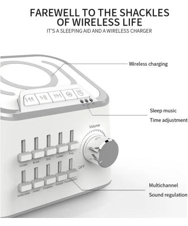 Cordless White Noise Machine 10-Sound Source Portable Sleep Aid with Wireless Charging Function 3W Adjustable Tone Bluetooth Sound Machine for Children Adults Seniors - Buy Online on GoSupps.com