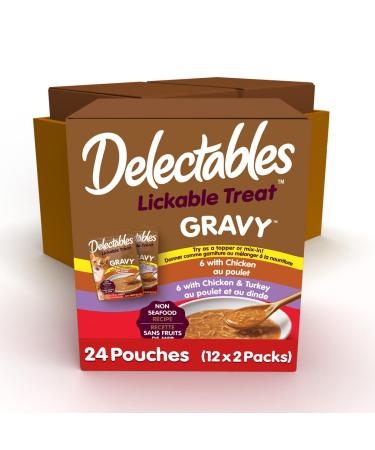 Hartz Delectables Gravy Non-Seafood Lickable Wet Cat Treats Chicken Flauvor Variety 24 Pack
