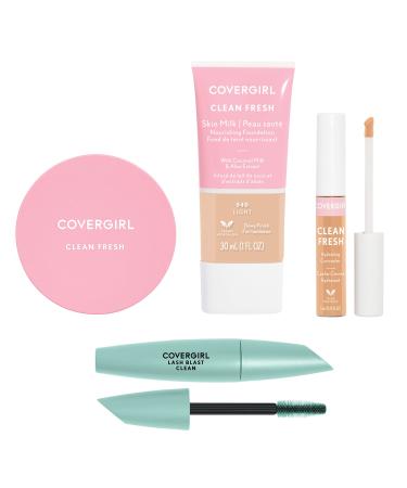 COVERGIRL - Clean Fresh Full Face Kit Formulated without Parabens Sulfates Mineral Oil & Talc Infused with Coconut Milk & Aloe Extracts 100% Vegan & Cruelty-Free Light Light - 540