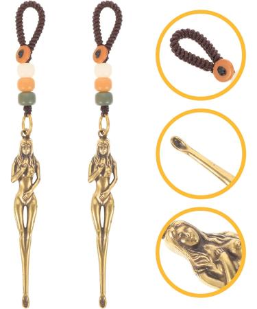 COHEALI Mini Keychain Micro Shovel & Ear Pick Set - Vintage Brass Charms for Ear Cleaning - 2Pcs - Buy Online on GoSupps.com