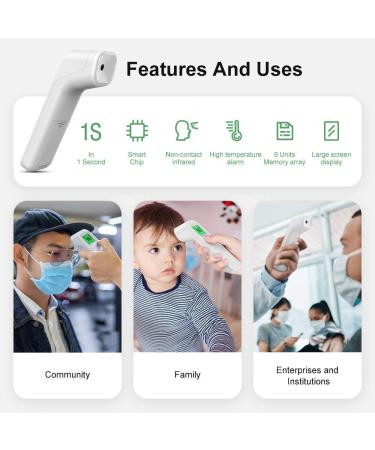 WORUIJIA No Contact Infrared Forehead Thermometer - Accurate Instant Readings, Fever Alarm & Memory Function - for Adults, Babies & All People - White WOFKAN004 - Buy Online on GoSupps.com