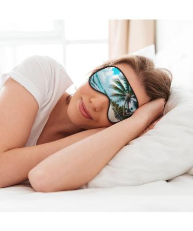Beach & Palm Tree Print Unisex Sleep Eye Mask | Soft Comfort Cover for Travel Yoga & Shift Work - Buy Online on GoSupps.com