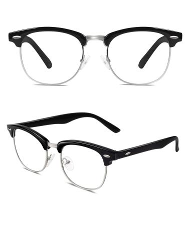 CGID 50s Retro Nerd Glasses Half Frame Horn Glasses Style Rockabilly Geek Glasses Glossy Black - Buy Online on GoSupps.com