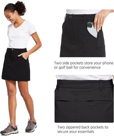 BALEAF Women's UPF 50 Outdoor Skort with Zip Pockets - Black, Large - Buy Online on GoSupps.com