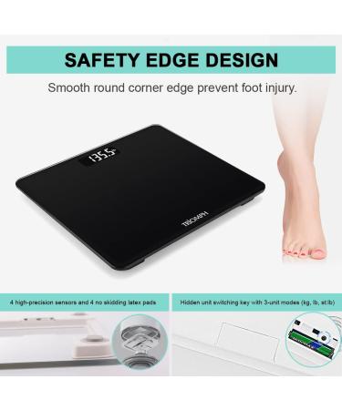 Triomph Digital Body Weight Scale - Ultra Slim Design, 6mm Tempered Glass, 400lb Capacity, Black - Buy Online on GoSupps.com