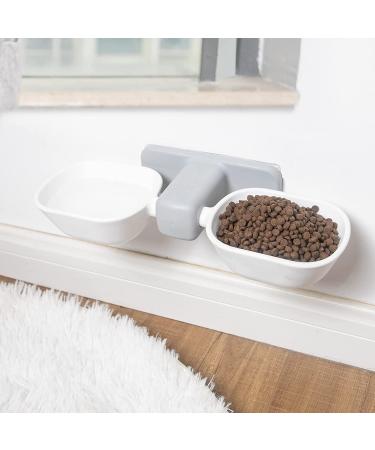 Anti-Spill Elevated Cat Food and Water Bowls Set - Wall Mounted Hanging Cat Bowls for No Vomiting, Dishwasher Safe - Buy Online on GoSupps.com